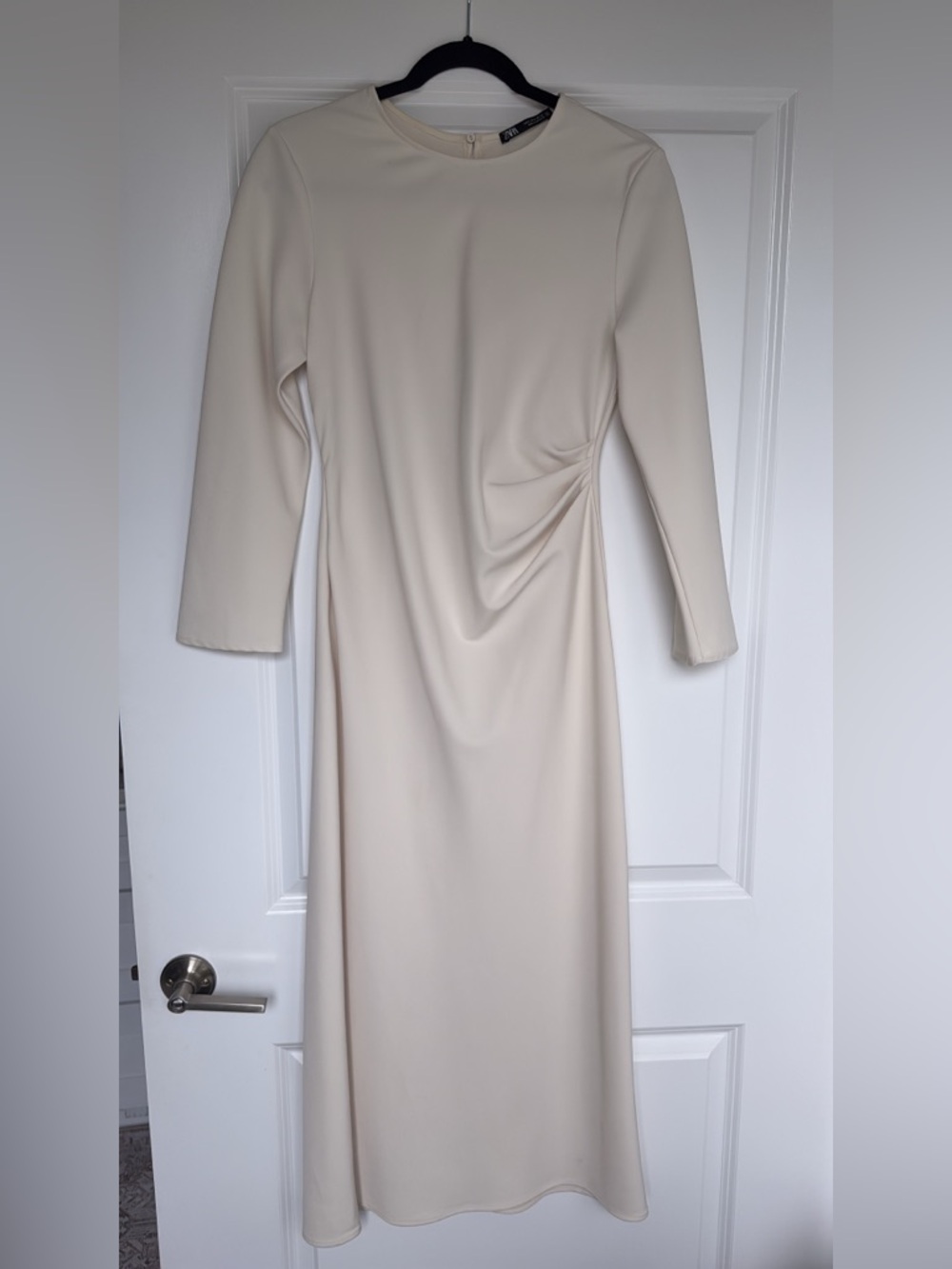 Zara Cream quarter Sleeve Midi Dress